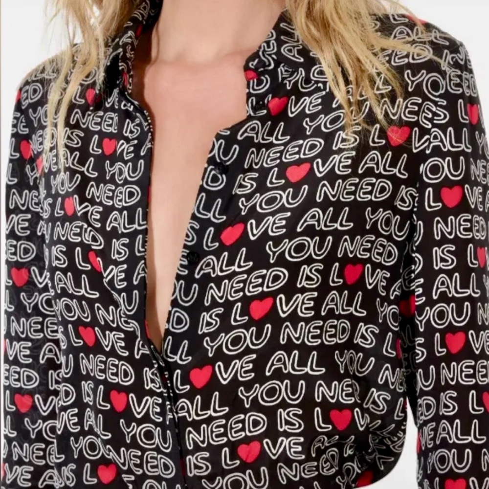 Alice + Olivia A + O x The Beatles Willa Placket Shirt Size S